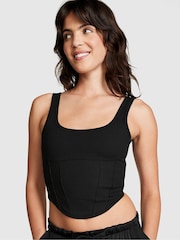 Victoria's Secret PINK Pure Black Cotton Corset Bralette - Image 1 of 4