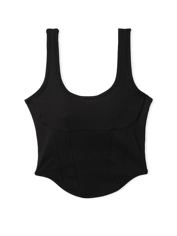 Victoria's Secret PINK Pure Black Cotton Corset Bralette - Image 4 of 4