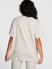 Victoria's Secret PINK Heather Oatmeal Beige Short Sleeve Oversized Campus T-Shirt - Image 2 of 3