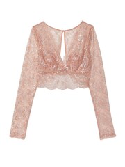Victoria's Secret Allure Shimmer Long Sleeve Bra Top - Image 4 of 4