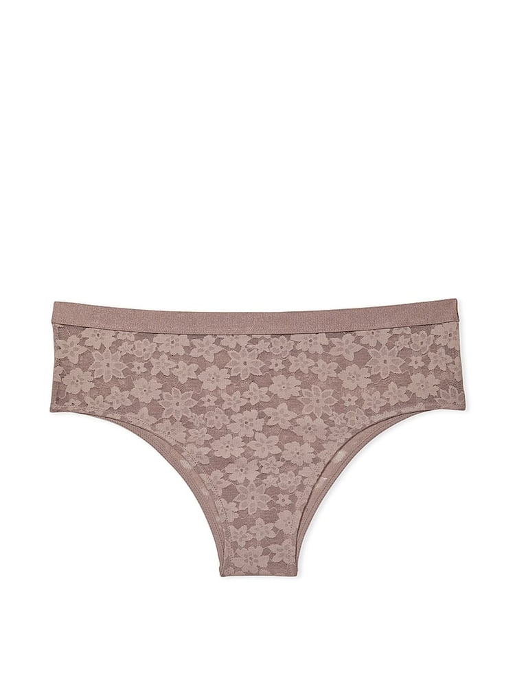 Victoria's Secret PINK Iced Coffee Brown Tossed Floral Lace Cheekster Knickers - Image 4 of 4