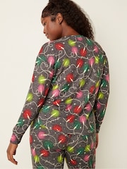 Victoria's Secret PINK Dark Charcoal Holiday Lights Cozy LongSleeve Sleep Shirt - Image 2 of 3