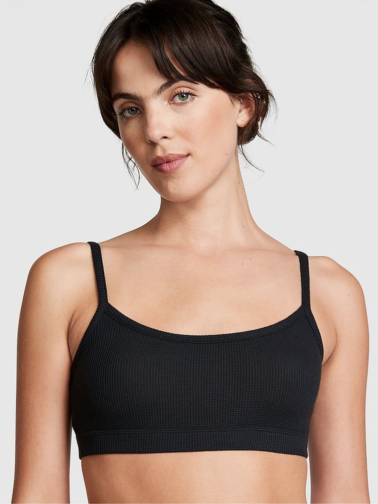 Victoria's Secret PINK Pure Black Waffle Bralette - Image 1 of 1 Victoria's Secret PINK Pure Black Waffle Bralette - Image 1 of 1