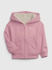 Gap Pink Logo Zip Up Sherpa Lined Hoodie - Image 1 of 1