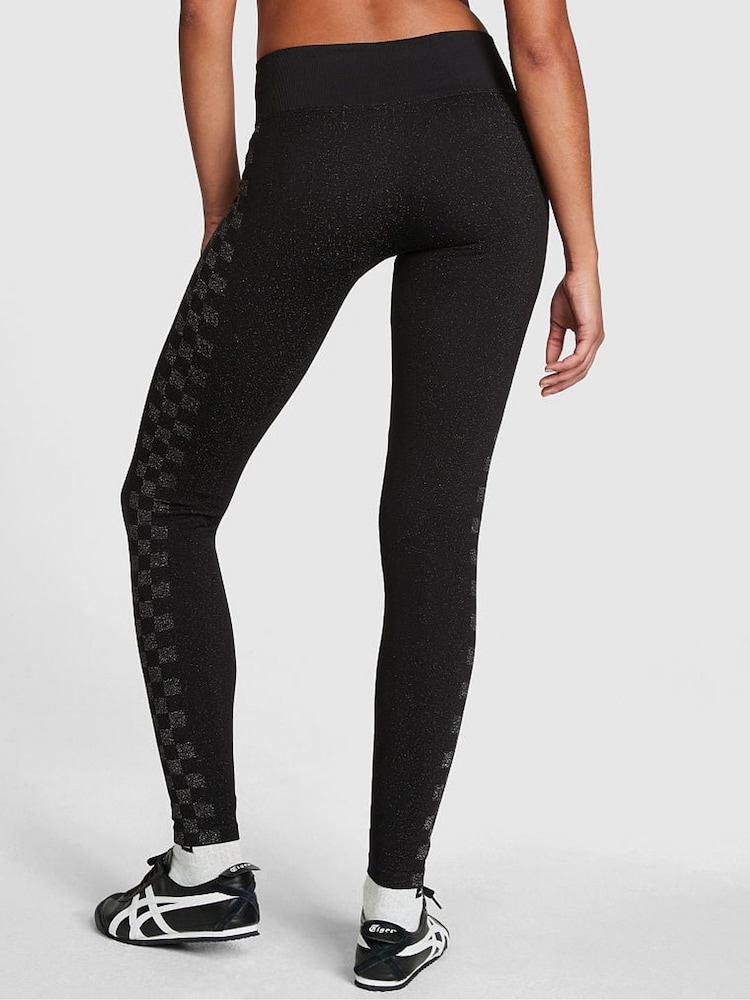 Victoria's Secret PINK Pure Black Checkered Seamless Workout Legging Shine - Image 2 of 5