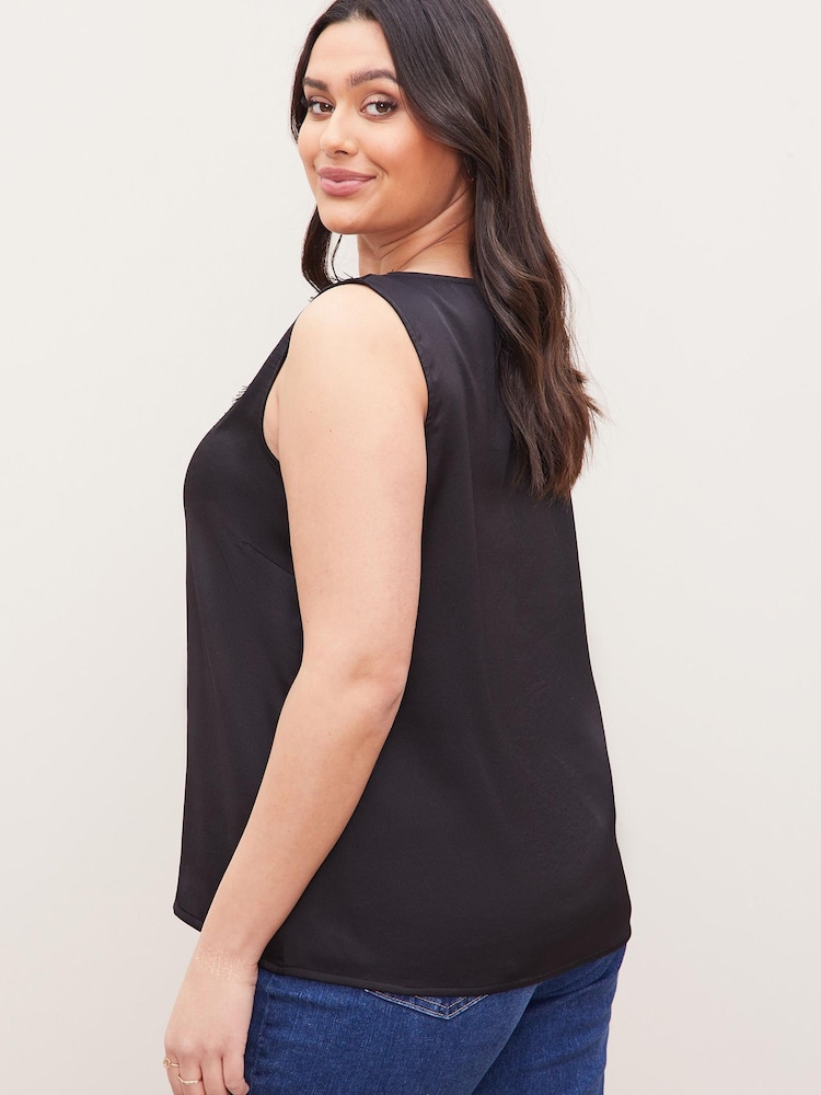 Lipsy Black Curve V Neck Cami Vest Top - Image 2 of 4