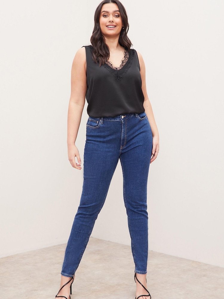 Lipsy Black Curve V Neck Cami Vest Top - Image 4 of 4