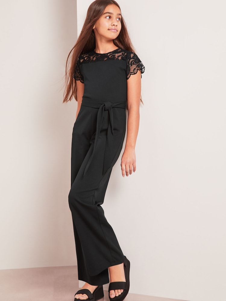 Lipsy Black Lace Yoke Jumpsuit - Image 2 of 4