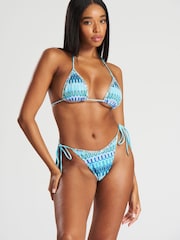 South Beach Blue Ocean Crochet Triangle Bikini Set with Embellishment - Image 4 of 5