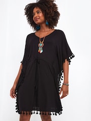 Joe Browns Black Tassel Trim Boho Beach Cover Up - Image 1 of 5