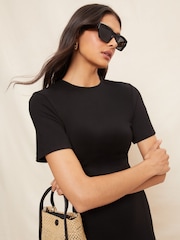 Friends Like These Black T-Shirt Split Midi Dress - Image 3 of 4