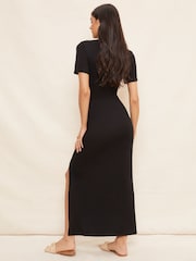 Friends Like These Black T-Shirt Split Midi Dress - Image 4 of 4