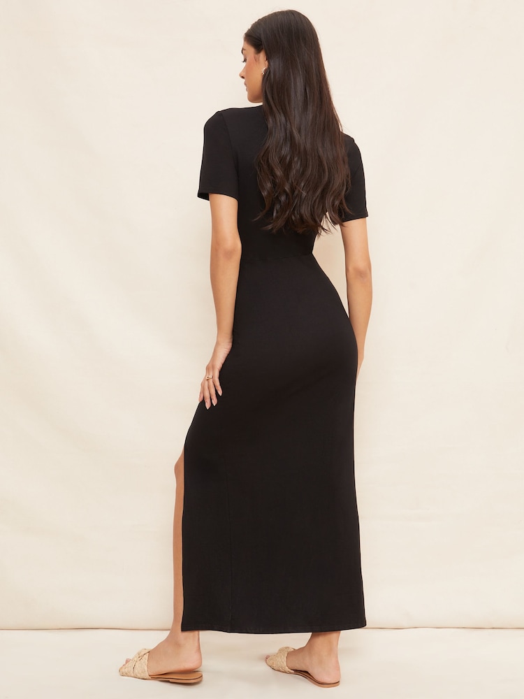 Friends Like These Black T-Shirt Split Midi Dress - Image 4 of 4