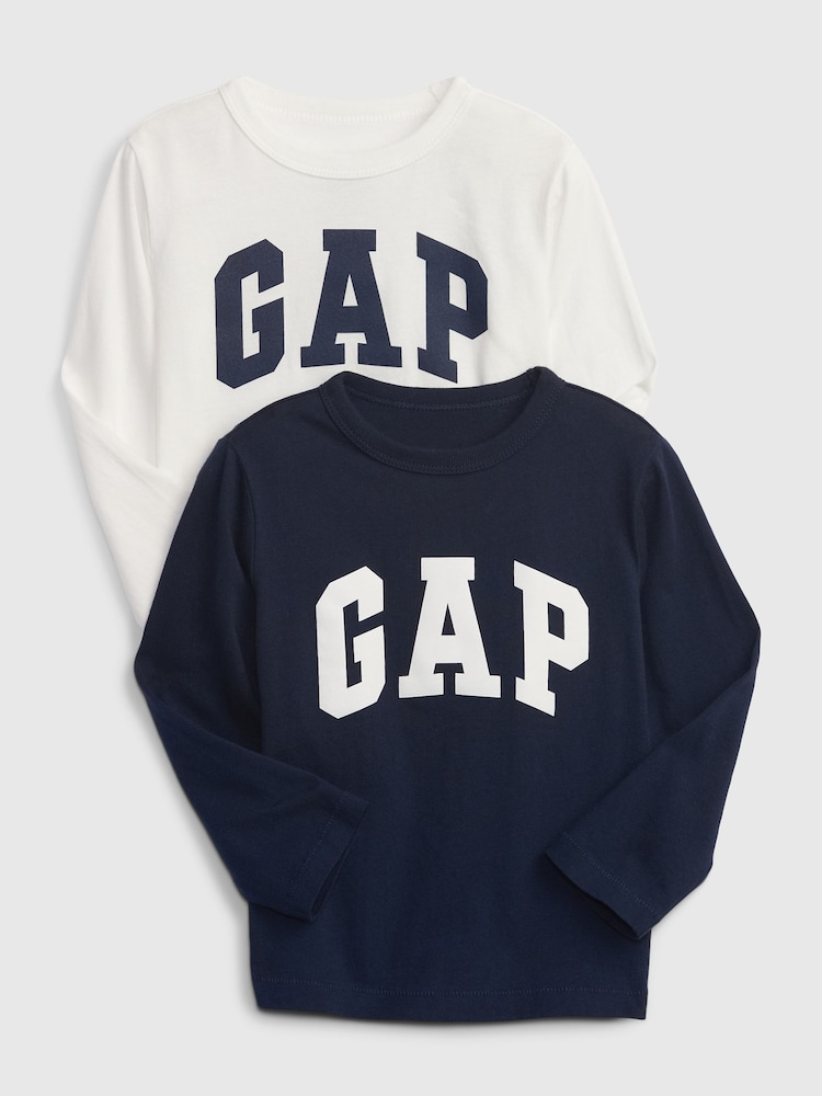 Gap Blue and White Logo 2-Pack Long Sleeve Crew Neck T-Shirts (12mths-5yrs) - Image 1 of 3