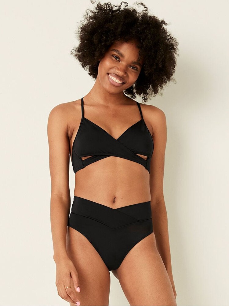 Victoria's Secret PINK Pure Black Cross Over Bikini Bottom - Image 1 of 4