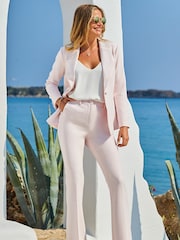 Sosandar Pink Single Breasted Blazer With Diamante Embellished Collar - Image 4 of 5