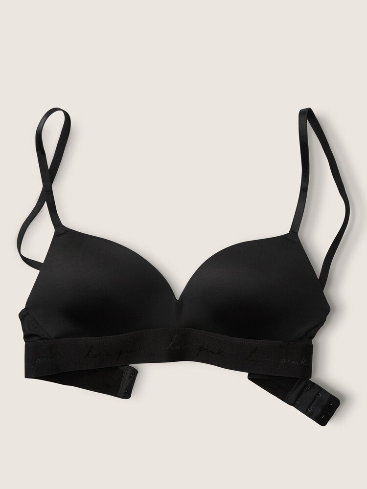 Victoria's Secret PINK Pure Black Non Wired Push Up Smooth T-Shirt Bra - Image 1 of 3