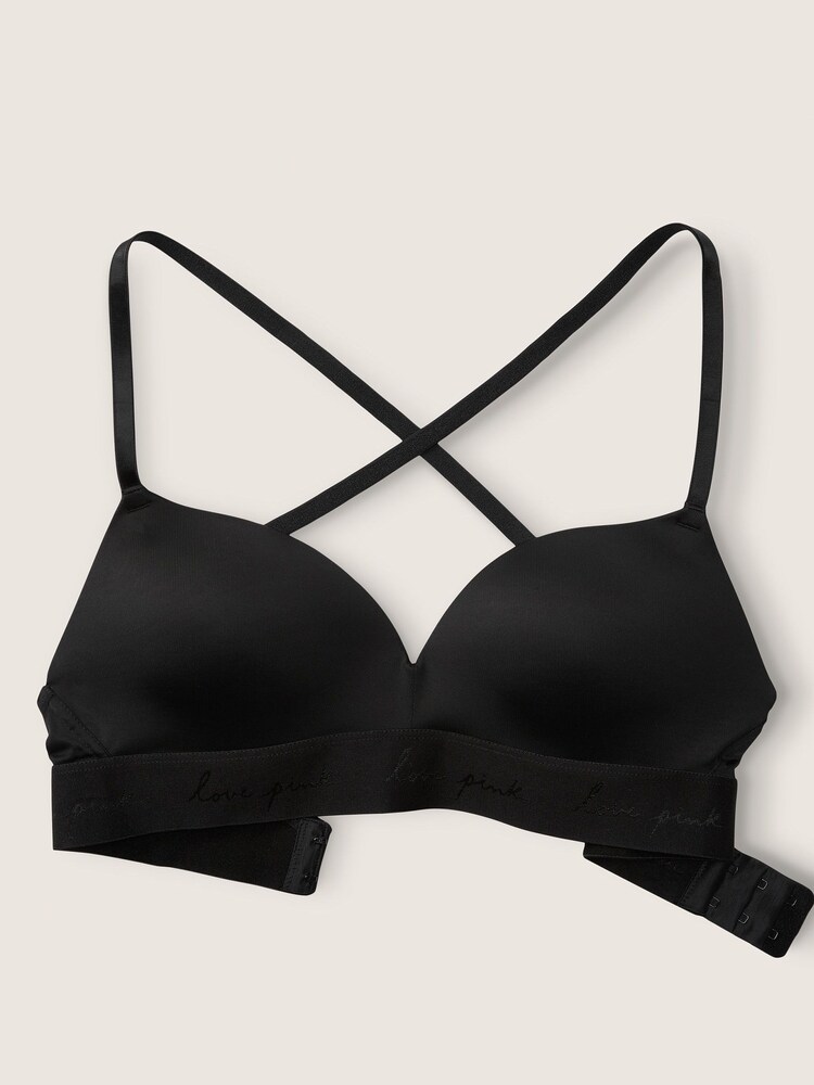 Victoria's Secret PINK Pure Black Non Wired Push Up Smooth T-Shirt Bra - Image 2 of 3