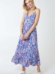 Blue Vanilla Blue Purple & Pink Tiered Hem Strappy Midi Dress - Image 1 of 5