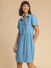 Roman Blue Denim Buttoned Shirt Dress - Image 1 of 5
