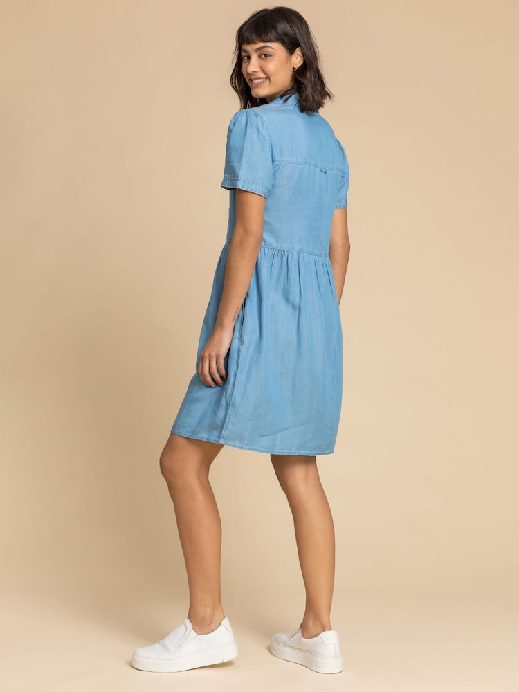 Roman Blue Denim Buttoned Shirt Dress - Image 2 of 5 Roman Blue Denim Buttoned Shirt Dress - Image 2 of 5