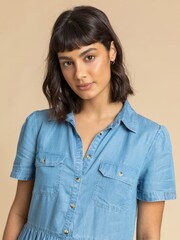 Roman Blue Denim Buttoned Shirt Dress - Image 4 of 5