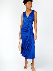 Little Mistress Cobalt Blue Satin Midaxi Dress - Image 1 of 4