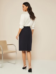 Friends Like These Navy Blue Tailored Pencil Skirt - Image 2 of 4