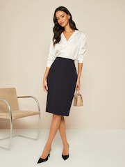 Friends Like These Navy Blue Tailored Pencil Skirt - Image 3 of 4