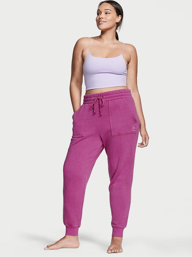 Victoria's Secret Raspberry Cooler Purple Cotton Fleece High Rise Jogger - Image 1 of 1