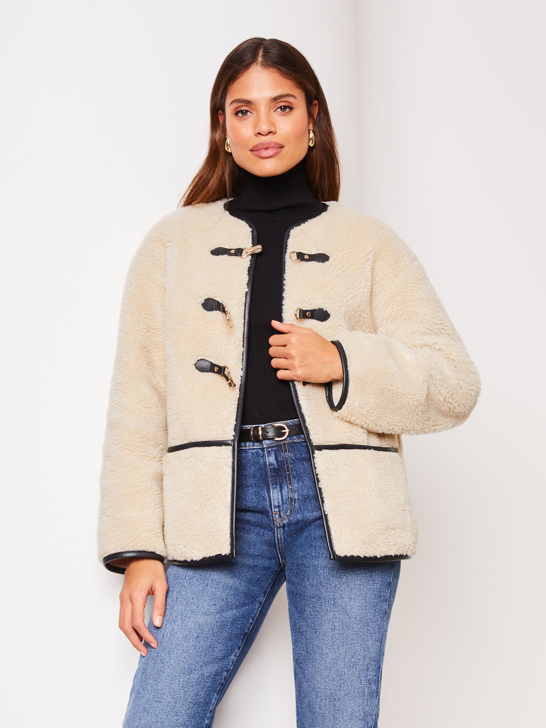 Petite shearling coat hot sale