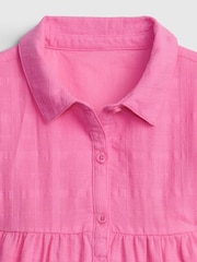 Gap Pink WindowPane Tiered Dress - Image 3 of 3