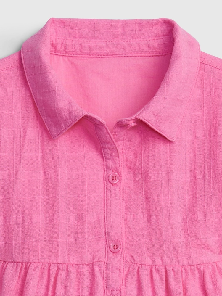 Gap Pink WindowPane Tiered Dress - Image 3 of 3
