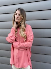 Rae Orange Long Sleeve Oversize Shirt - Image 1 of 4