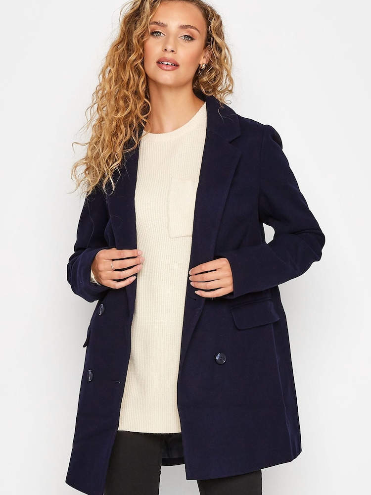 Long Tall Sally Blue Double Breasted Cosy Jacket - Image 1 of 5