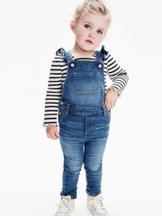 Gap Blue Denim Ruffle Skinny Dungarees - Image 1 of 2