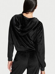 Victoria's Secret Black Velour Lounge Zip Up Hoodie - Image 2 of 3