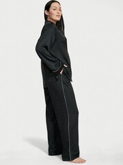 Victoria's Secret Black Vs Lockup Jacquard Satin Long Pyjamas - Image 2 of 4