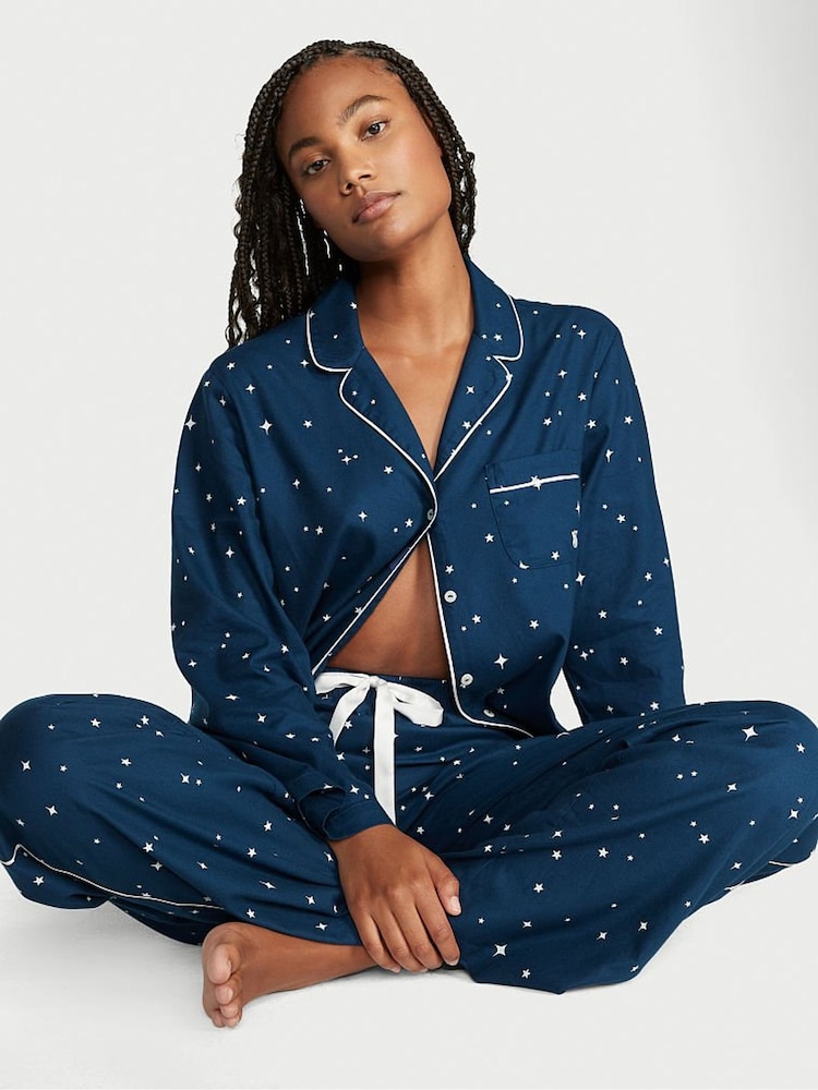 Victoria's Secret Academy Blue Stars Flannel Long Pyjamas - Image 1 of 4 Victoria's Secret Academy Blue Stars Flannel Long Pyjamas - Image 1 of 4
