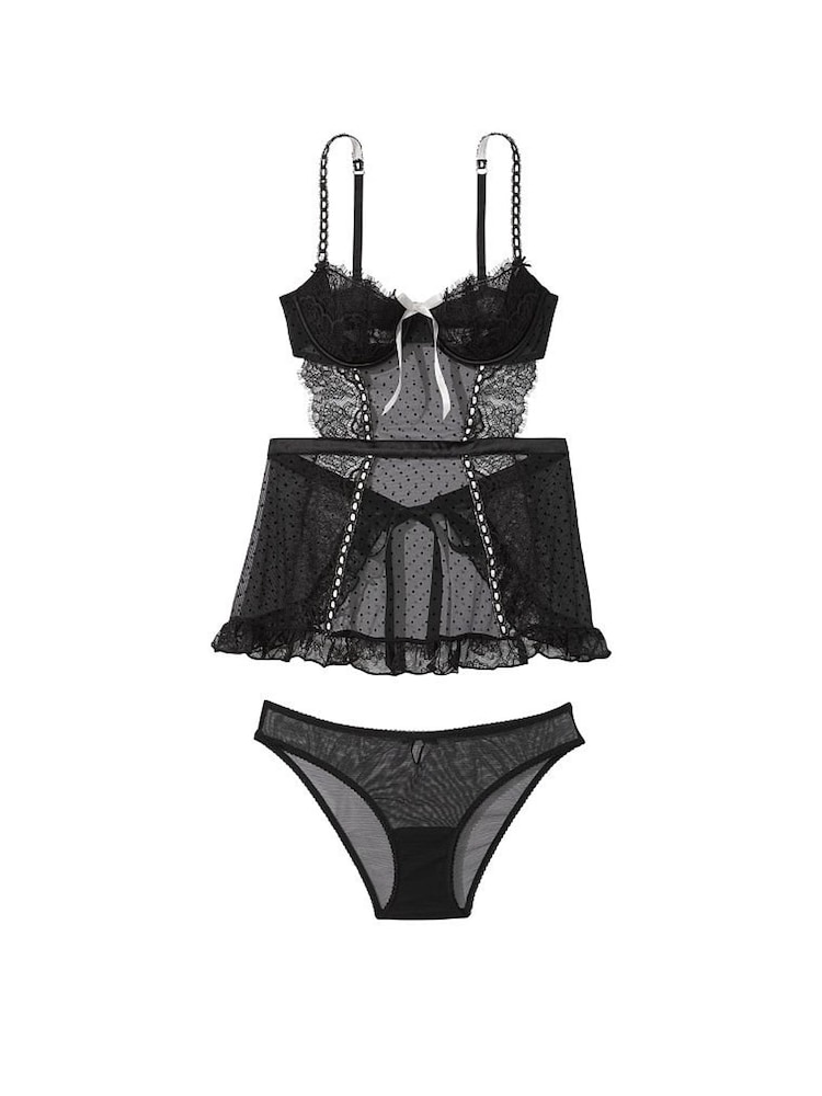 Victoria's Secret Black Wicked Open Back Babydoll - Image 3 of 3 Victoria's Secret Black Wicked Open Back Babydoll - Image 3 of 3
