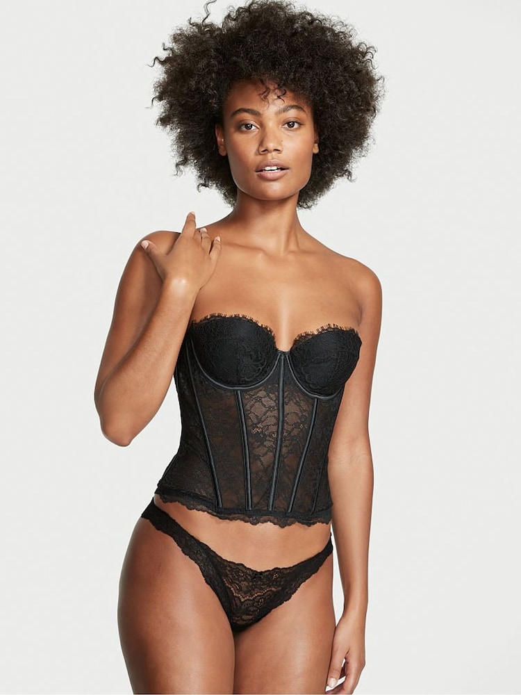 Victoria's Secret Black Lace Lightly Lined Corset Bra Top - Image 1 of 3