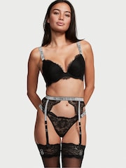 Victoria's Secret Black Lace Shine Strap Suspenders - Image 1 of 4