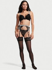 Victoria's Secret Black Lace Shine Strap Suspenders - Image 3 of 4