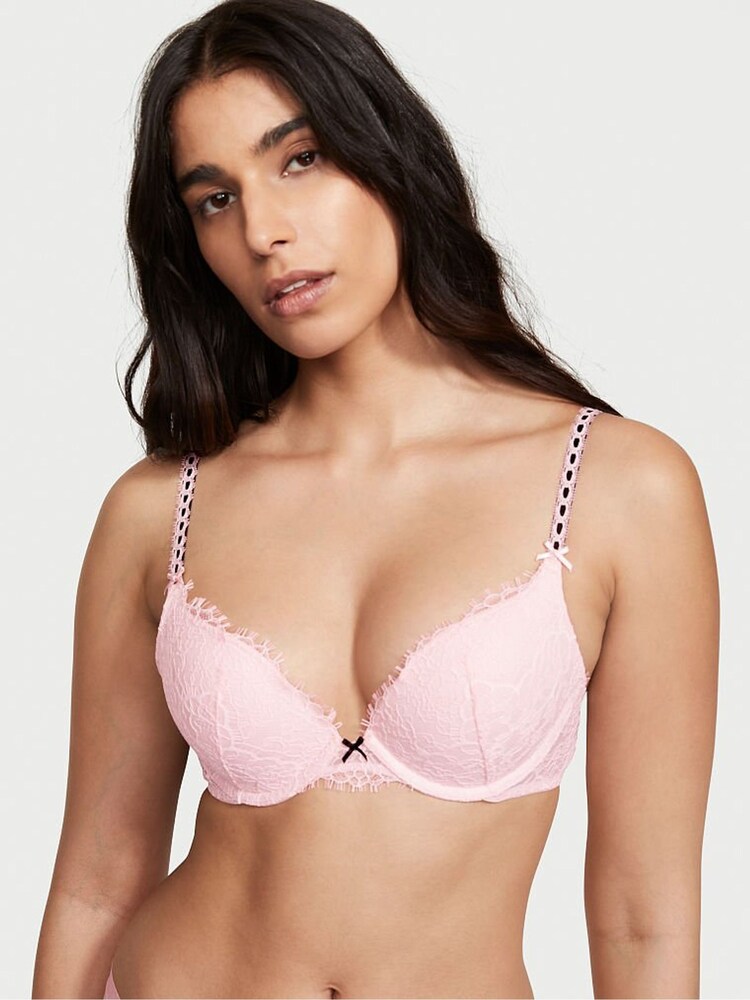 Victoria's Secret Angel Pink Lace Push Up Bra - Image 1 of 4