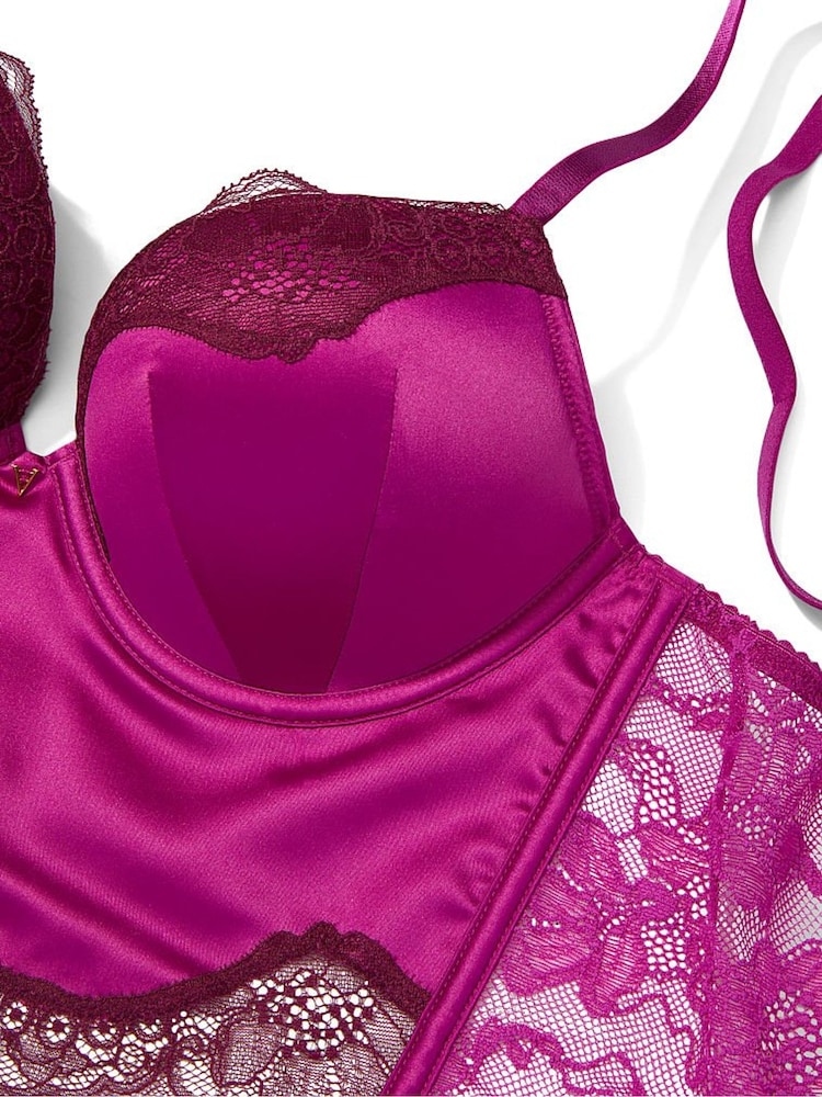 Victoria's Secret Raspberry Cooler Purple Add 2 Cups Lace Trim Corset Bra Top - Image 4 of 4