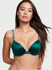 Victoria's Secret Black Ivy Green Smooth Shine Strap Push Up Bra - Image 1 of 3