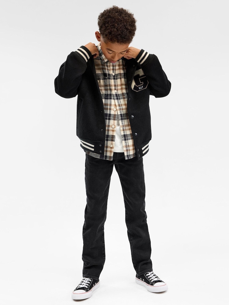 Gap Black Varsity Logo Jacket (4-13yrs) - Image 2 of 8 Gap Black Varsity Logo Jacket (4-13yrs) - Image 2 of 8