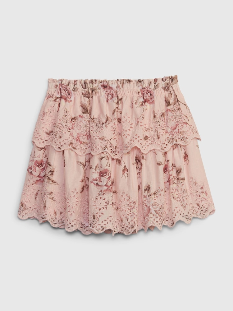 Gap Pink LoveShackFancy Girls Floral Flippy Skirt - Image 1 of 2