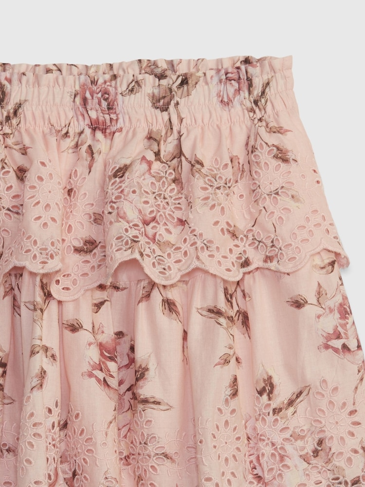 Gap Pink LoveShackFancy Girls Floral Flippy Skirt - Image 2 of 2