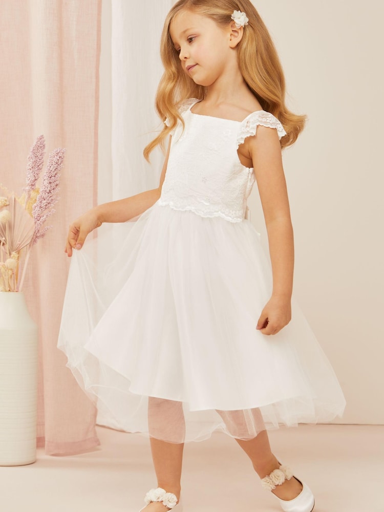 Lipsy Ivory Flower Girl Mini Dress - Image 4 of 4